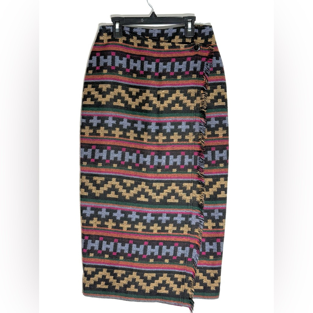Ready To Wind Down Vintage Wool Blend Geometric Skirt